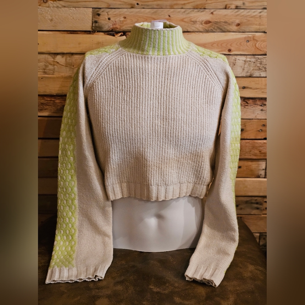 NWT wild fable (Target) cropped‎ sweater off white and lime green many sizes
